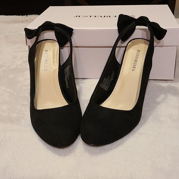 JustFab Shoes - Just Fab Black Bow Slingbacks